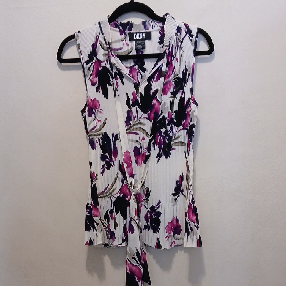 DKNY Purple and Black Blouse Elegant Top